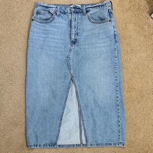 Abercrombie & Fitch Blue Denim Midi Skirt